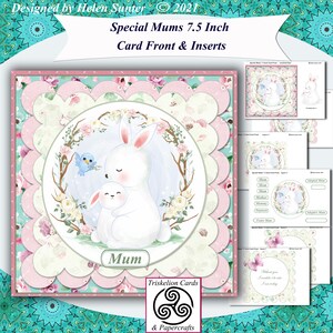 Printable Special Mums 7.5 Inch Decoupage Card Front 3D Decoupage Card Making Kit with Inserts & Various Sentiments Moms, Mother's Day  etc
