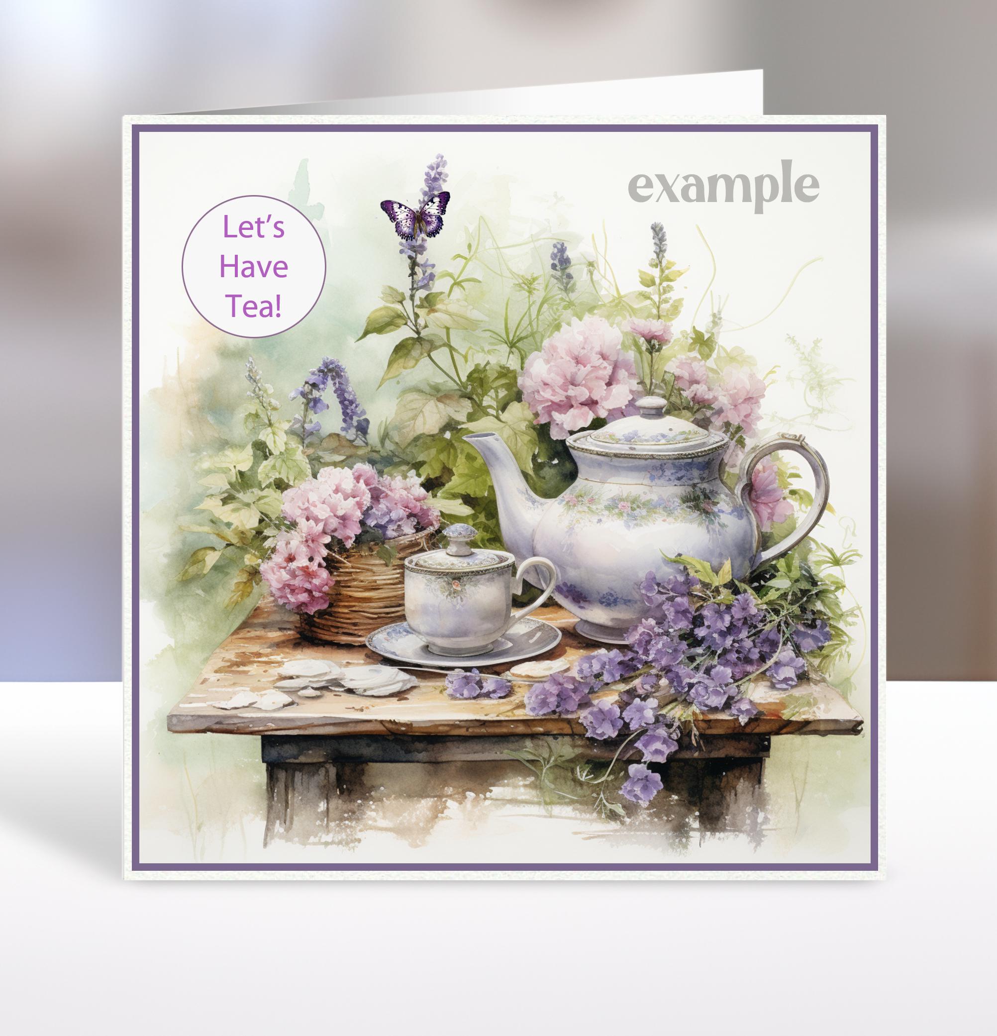 Tea Card Sentiments Printable Afternoon Tea Square Card Toppers in Two Sizes for Card ...