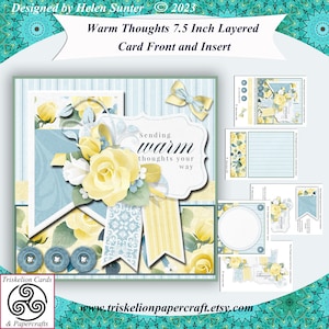 Printable Warm Thoughts 7.5 Inch 3D Decoupage Card Front Kit Instant Digital Download Card Making Kit Paper Layering Any Occasion Card Kit