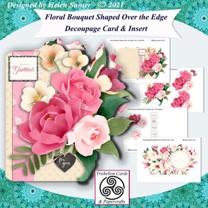 Floral Bouquet Card Making Kit, Thank You, Sympathy, Birthday, Thinking of You, Get Well, Digital Download, Printables DIY Cards, Cut & Make