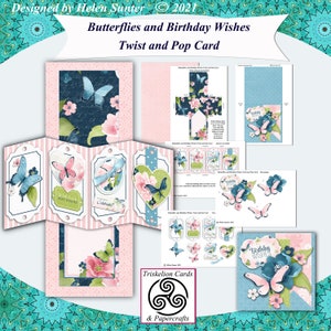 Printable Butterflies and Birthday Wishes Decoupage Twist and Pop Digital Card Making Kit Papercrafts Paper Crafts Cardmaking Kits DIY cards