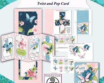 Printable Butterflies and Birthday Wishes Decoupage Twist and Pop Digital Card Making Kit Papercrafts Paper Crafts Cardmaking Kits DIY cards