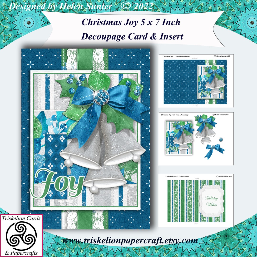 Printable Christmas Joy Quick and Easy 5 X 7 Inch Card Making Etsy