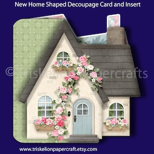 Home Sweet Home Printable Shaped 3D Decoupage Card Making Kit & Inserts, New Home, New Home Together, Moving Home Downloadable House Card