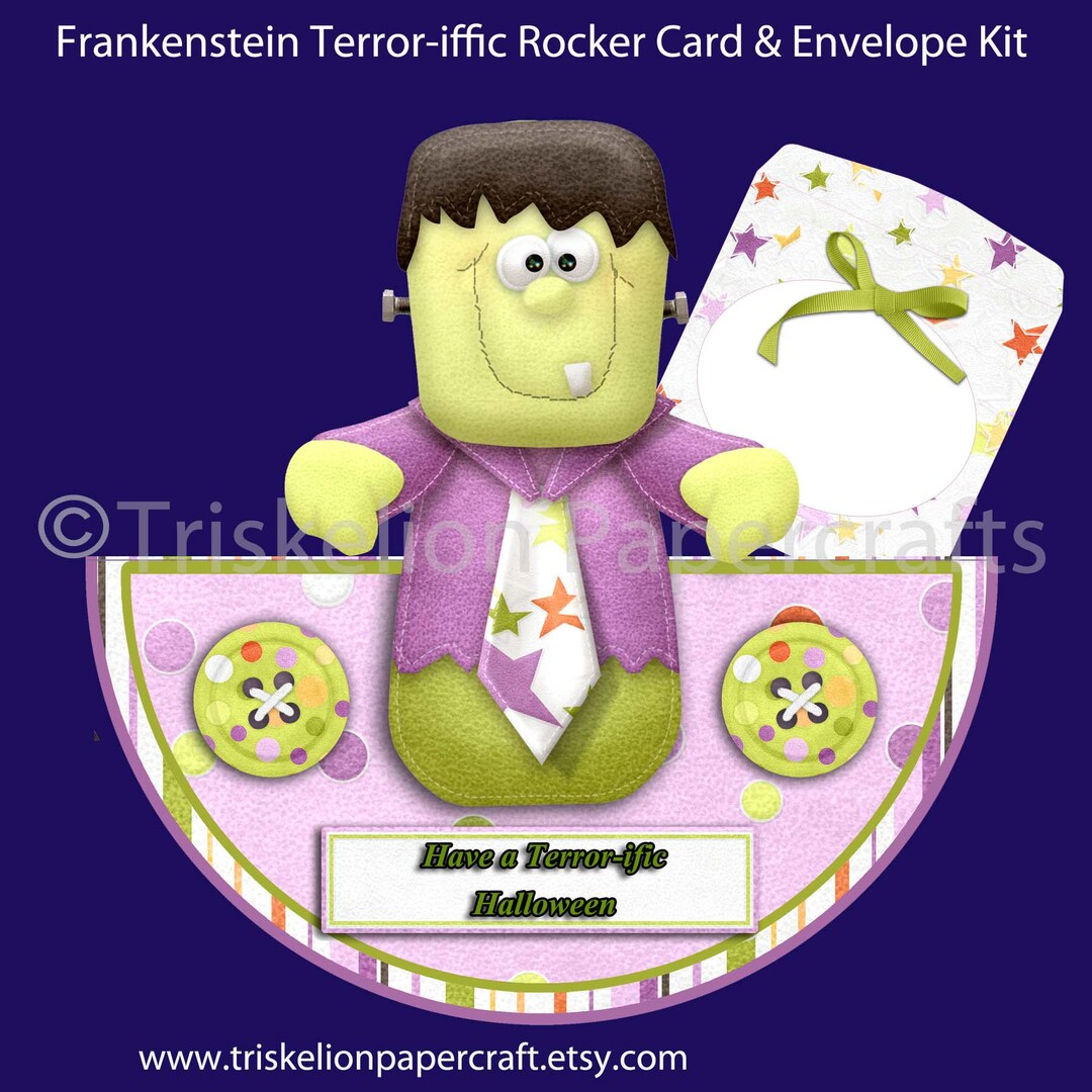 Frankenstein Halloween Monster Shaped Printable Rocker Card Making Kit ...