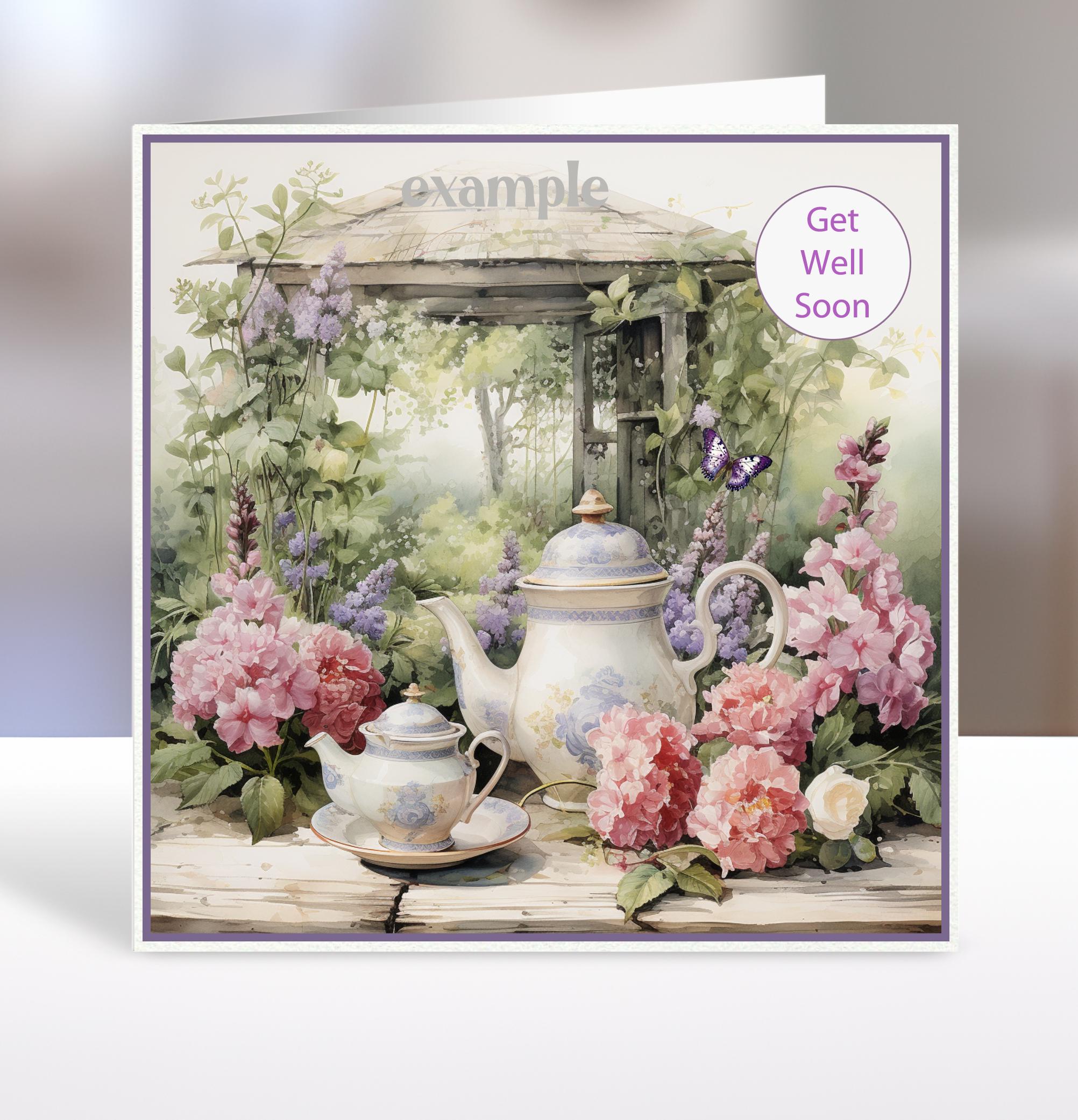 Tea Card Sentiments Printable Afternoon Tea Square Card Toppers in Two Sizes for Card ...
