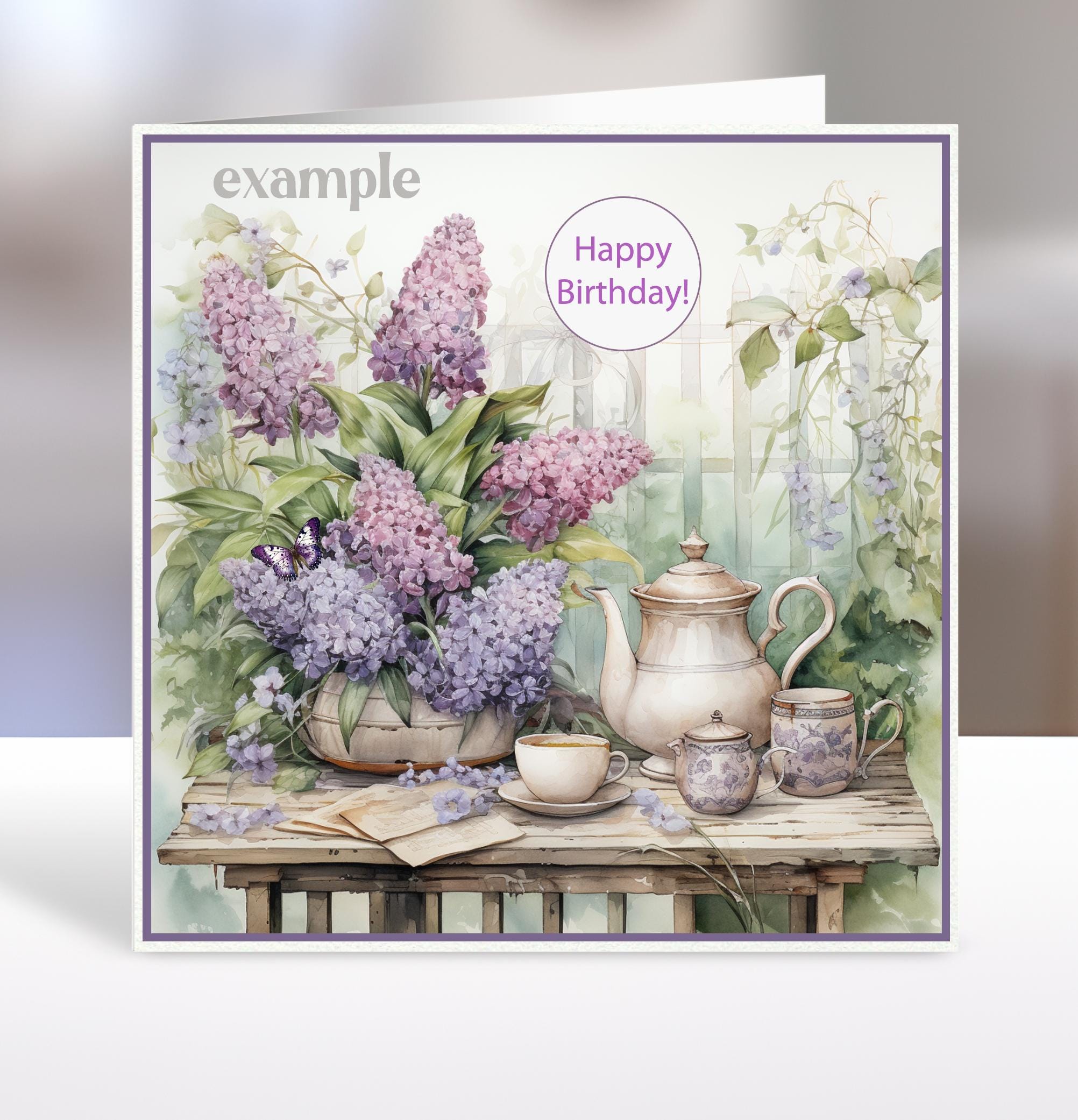 Tea Card Sentiments Printable Afternoon Tea Square Card Toppers in Two Sizes for Card ...