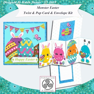 Printable Monster Easter 3D Decoupage Twist and Pop Digital Card Making Kit Printables Crafting Papercrafts Paper Crafts Cardmaking Kits