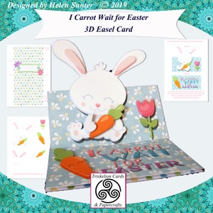 Printable I Carrot Wait for Easter Easel Card Making Kit Funny Easter Bunny Digital Download DIY 3D Decoupage Cardmaking Paper Craft
