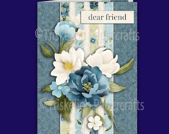 Magnolia Blossoms 5x7 Inch Printable 3D Decoupage Card Making Kit with Various Sentiments