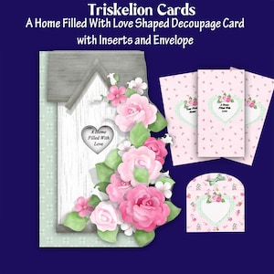 Printable A Home Filled With Love Shaped 3D Decoupage New Home Card Making Kit, Instant Digital Download