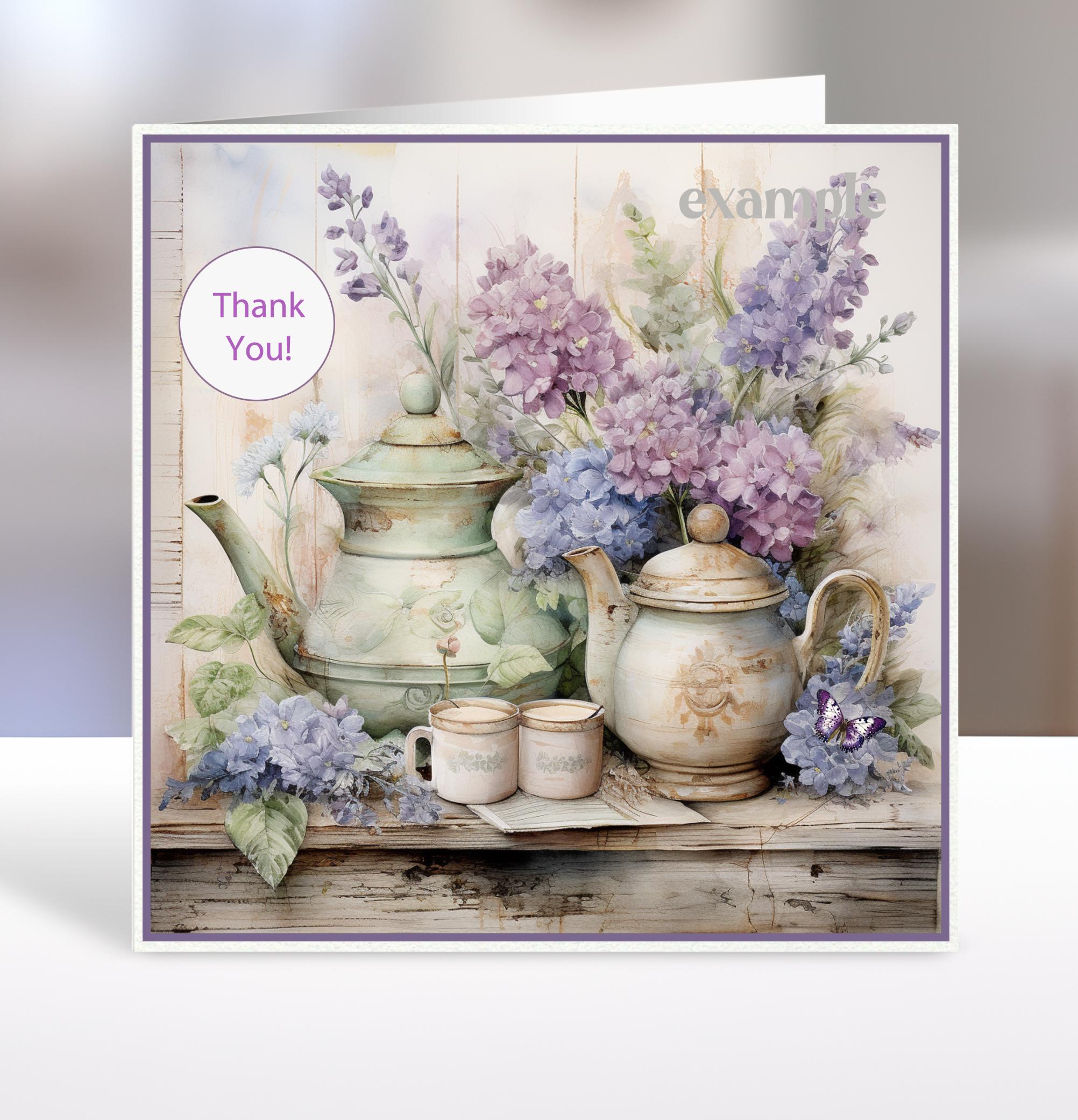 Tea Card Sentiments Printable Afternoon Tea Square Card Toppers in Two Sizes for Card ...