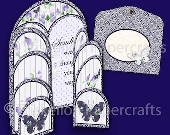 Sweet Thoughts 9 Panelled Fold Card Making Kit with Matching Envelope, Printable Valentine, Birthday Card etc.