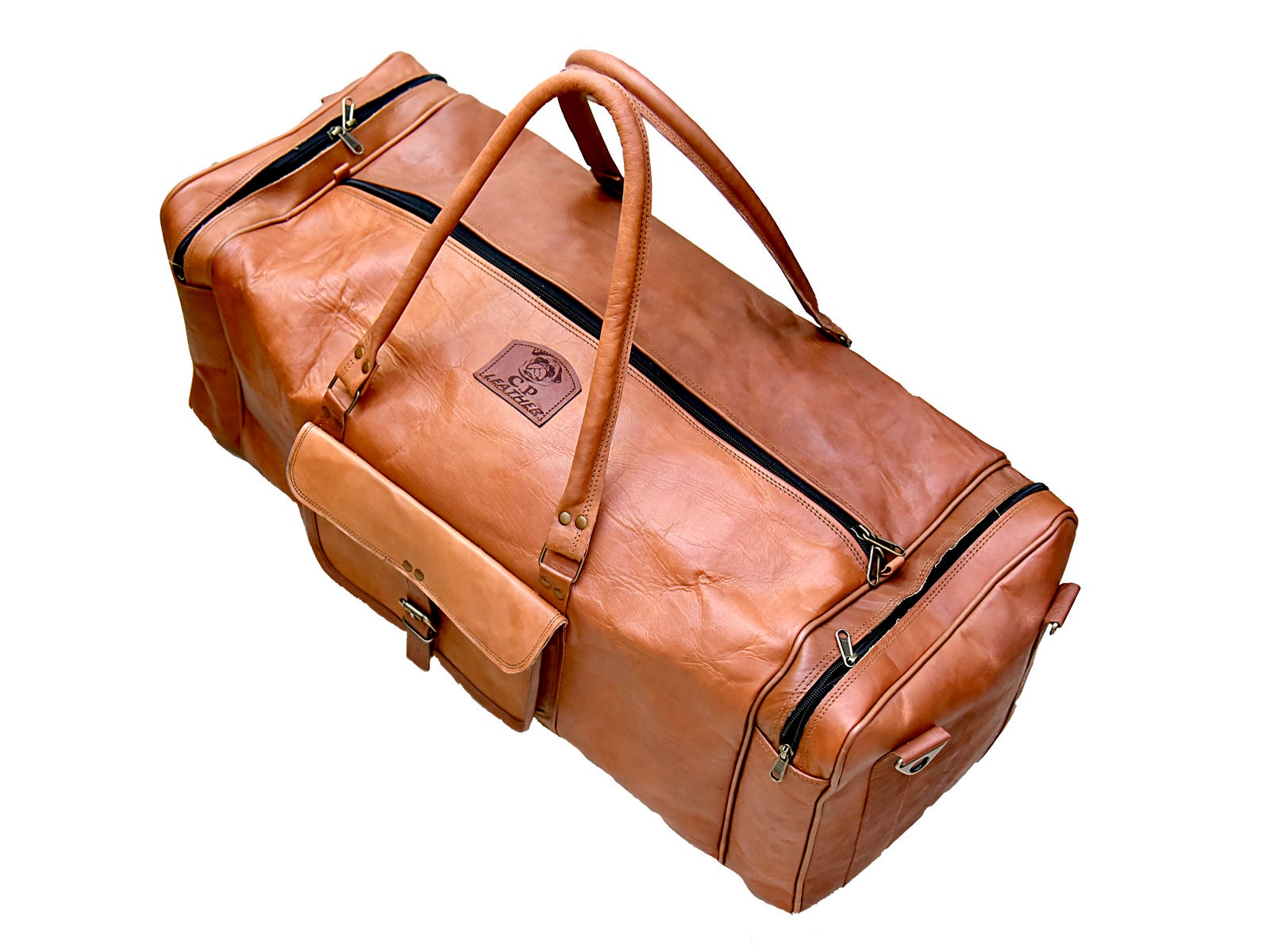Oversized Travel Duffel Bag Genuine Leather Weekend bag Weekender