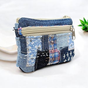 Schlüsseltäschchen aus Jeans | Boro Mini Geldbörse | Handmade Sashiko Etui | Upcycling Portemonnaie | Klein aber einzigartig
