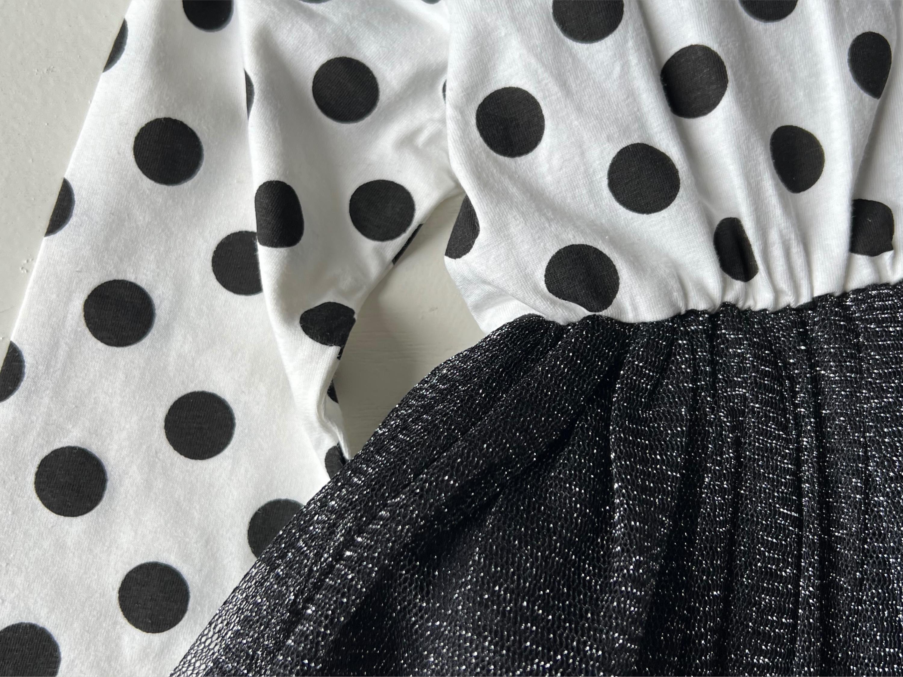 Polka Dot Ruffled Pink White Black Dress | Toddler Girl Polka Dot Ruffled Pink White Black Dress | Toddler Girl