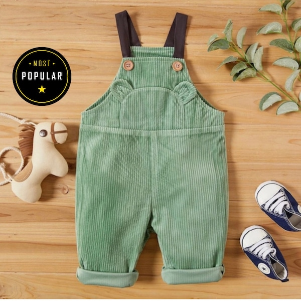 Baby Jungen Overall mit Tasche vorne | Cord Baby-Jungen-Kleidung | Beste Baby-Jungen-Kleidung | Baby Geschenk für Jungen 3-24 Monate