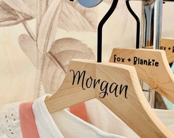 Personalized Gift Hanger | Wood Hanger With Name on Front | Baby Shower Gift | Special Baby Gift | Happy Birthday Present | Baby Bump Gift