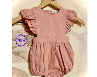 Baby Girl Pink Ruffle Sleeve Bodysuit Romper | Infant Baby Girl Clothes | Girl Outfit |