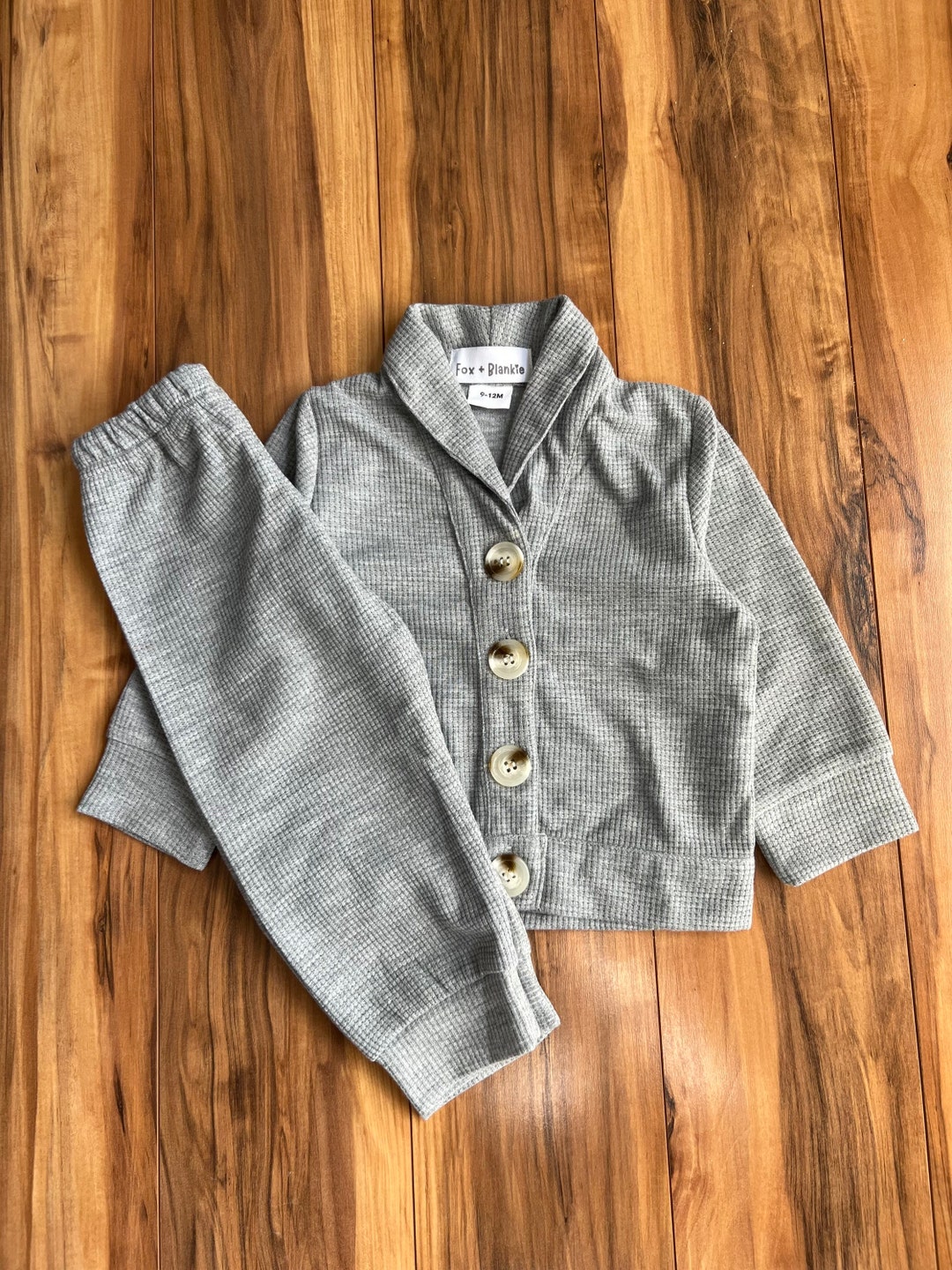 Baby Boy Button up Gray Fall Shirt With Collar and Pants Set Etsy