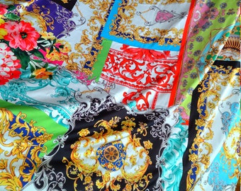 Satin Fabric by the yard, Satin fabric by meter, Baroque Fabric, Dress fabric, Express shipping, Skirt fabric, Floral Fabric