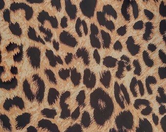Leopard Print Satin Fabric, Satin Fabric by the yard, Leopard Animal Print Fabric, Satin fabric by meter, Dress fabric, Skirt fabric