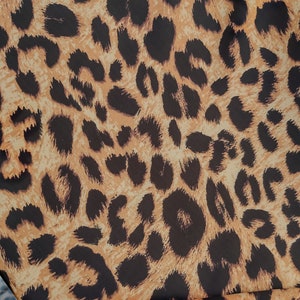 Leopard Print Satin Fabric, Satin Fabric by the yard, Leopard Animal Print Fabric, Satin fabric by meter, Dress fabric, Skirt fabric