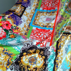 Satin Fabric by the yard, Satin fabric by meter, Baroque Fabric, Dress fabric, Express shipping, Skirt fabric, Floral Fabric