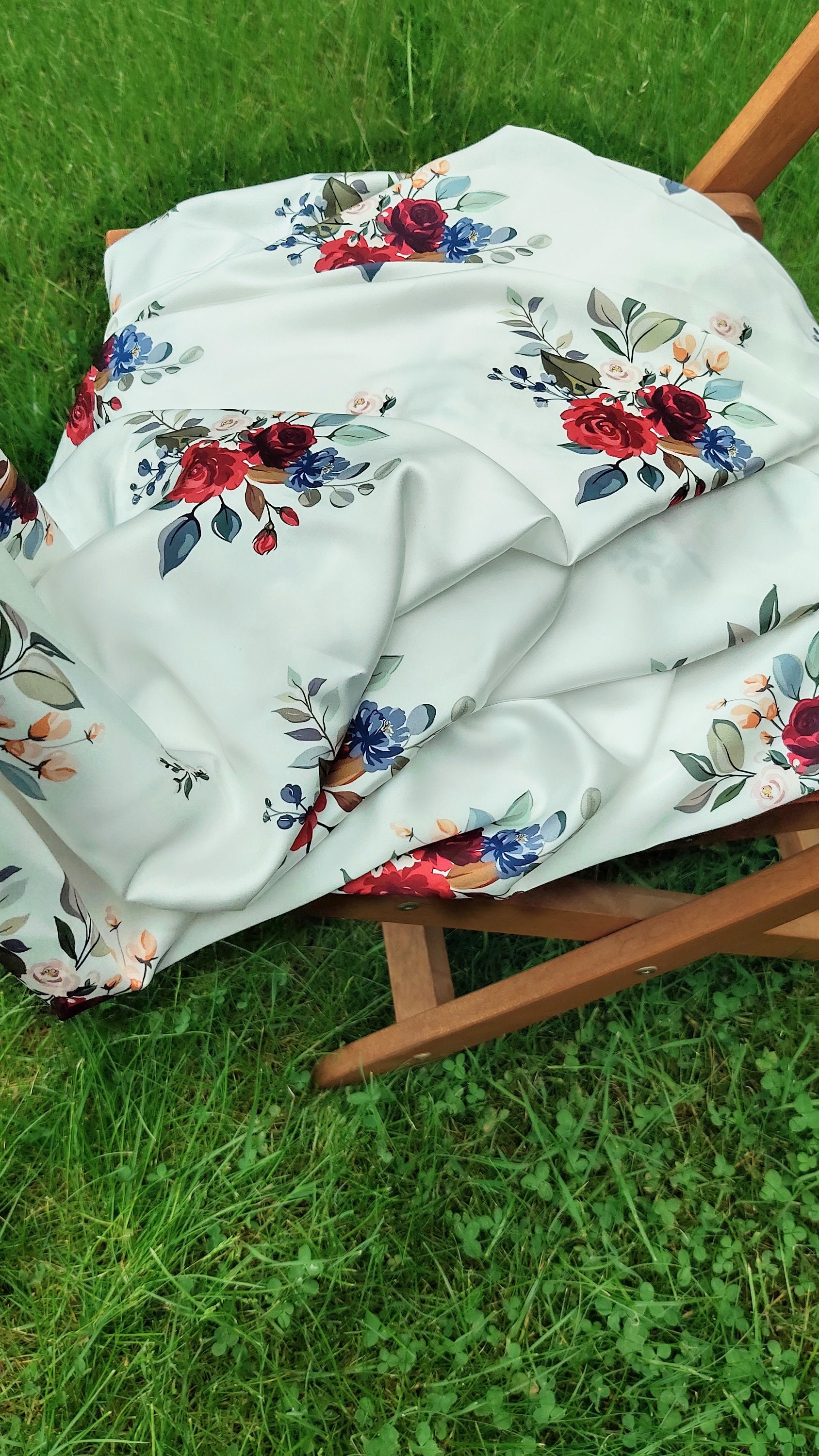 Pre-Cut Satin Floral Print Fabric By Yard | Ready To Ship | Hot Pink Garden main image 0