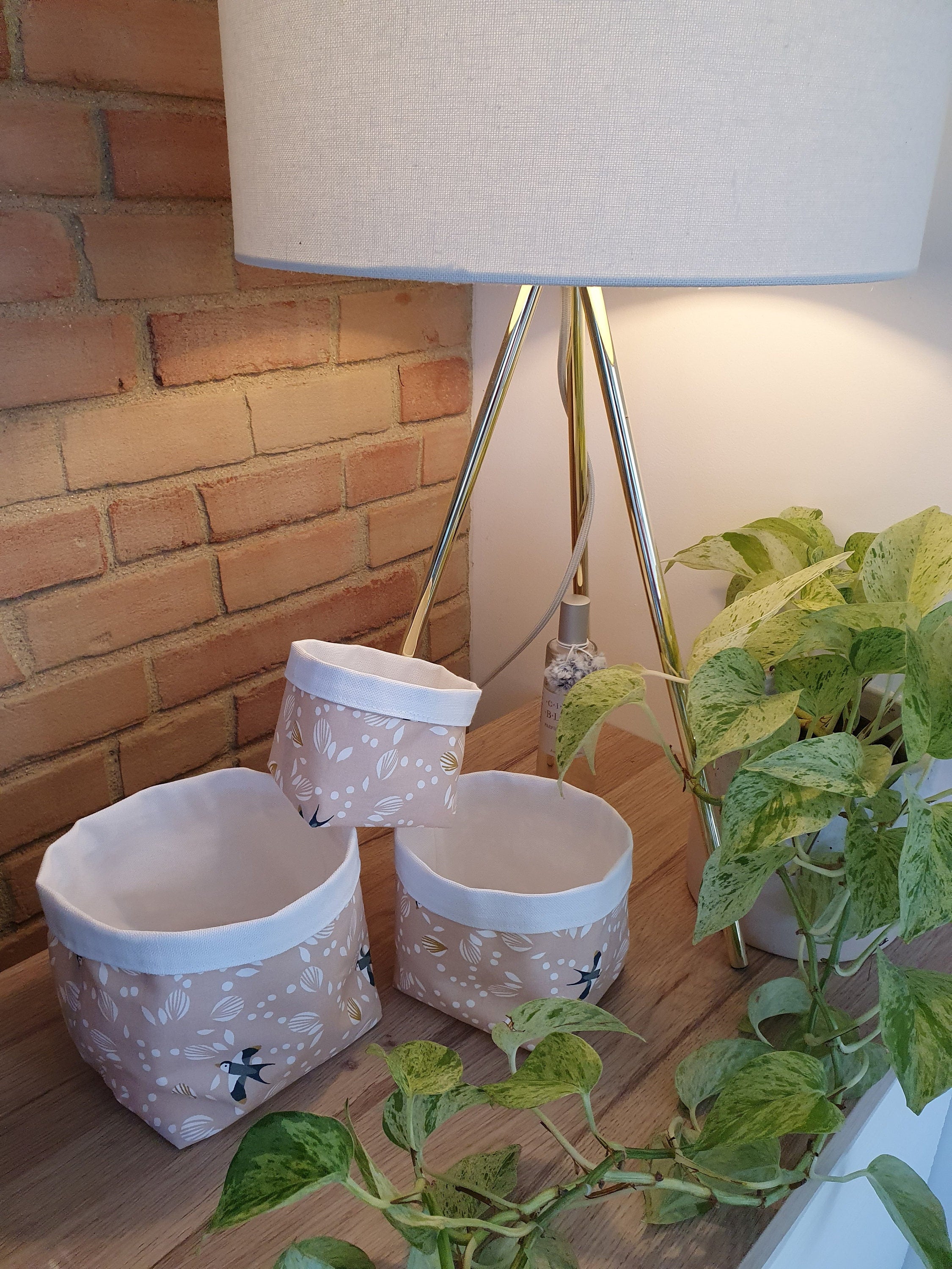 Trio de Panières Oiseaux Rose