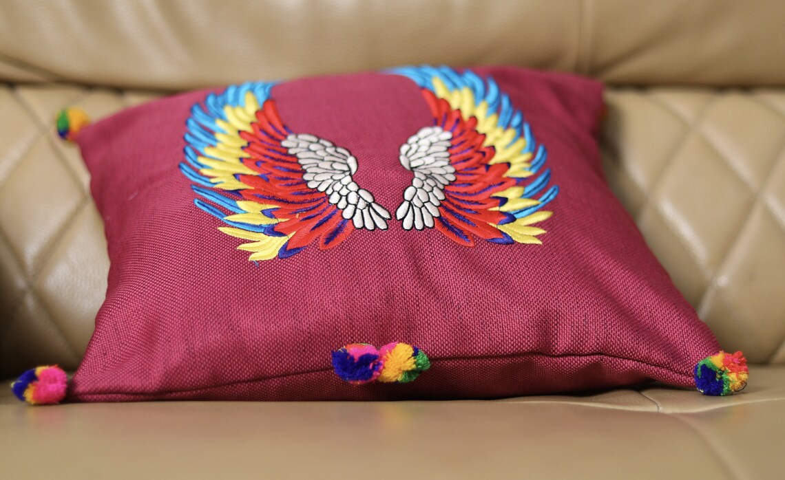 Angel wing pillow cover pink jute throw pillow heaven gift Etsy