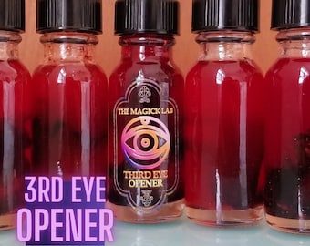 Aceite ritual para abrir el tercer ojo con obsidiana y sangre de dragón. Aura pineal, adivinación, meditación, sueños lúcidos y percepción extrasensorial.
