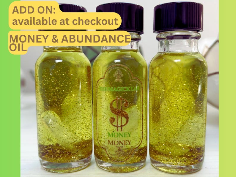 Money and Abundance ritual oil with antique iron nails add-on