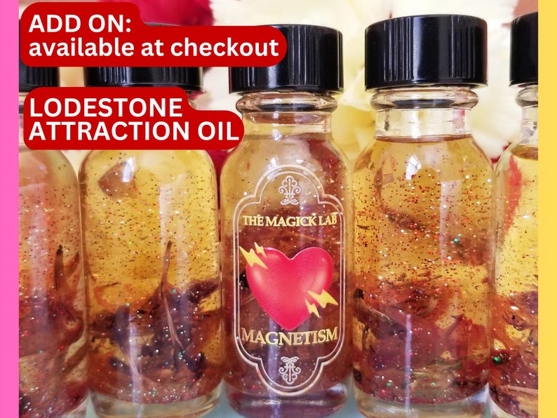 Magnetic Attraction Lodestone ritual oil with antique iron nails add-on