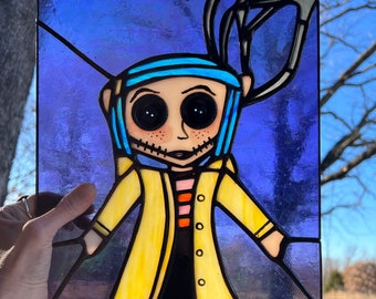 Handmade Coraline doll stained glass