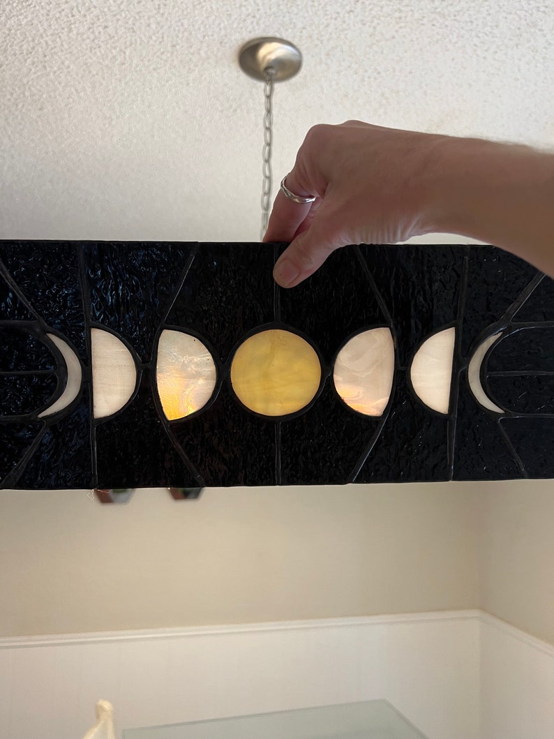 Moon Phases Stained Glass Panel Etsy