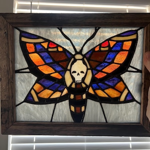 Deathshead moth stained glass