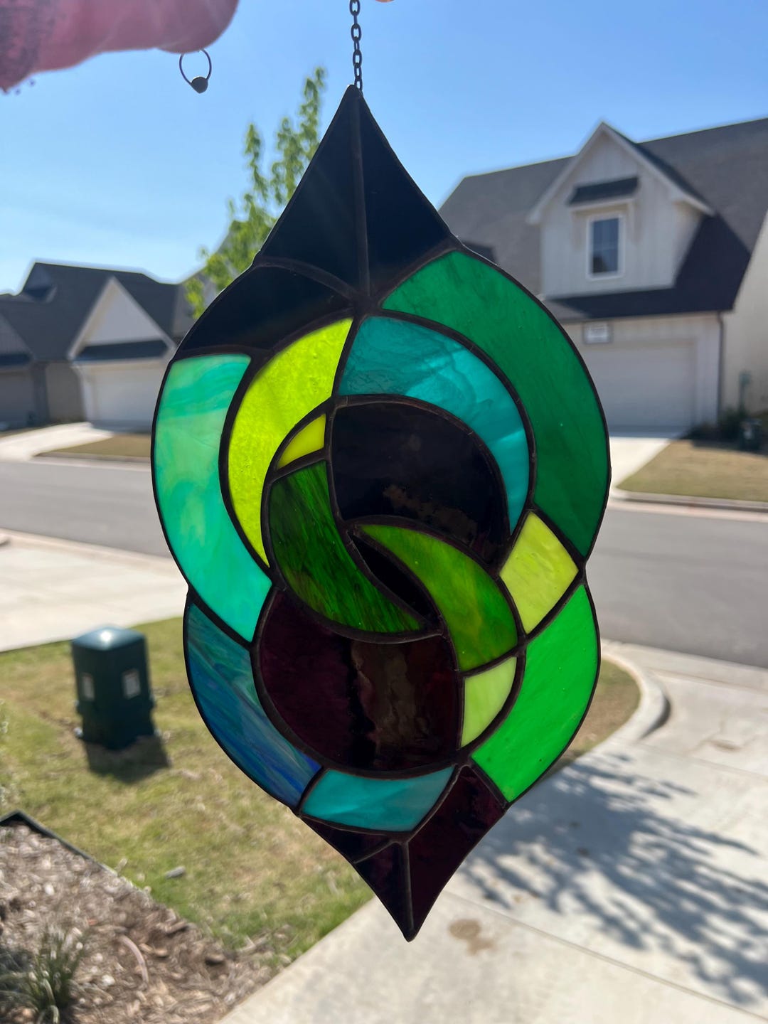 Green Goddess Geometric Abstract Stained Glass Panel (can Be Made in ...