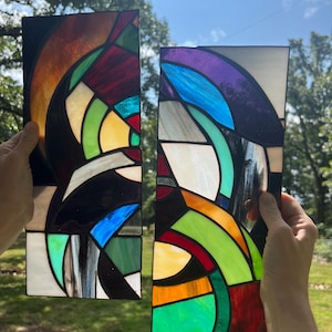 Art deco 2 piece stained glass