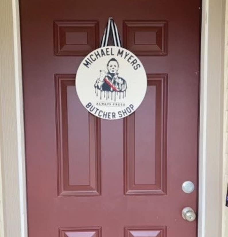 Halloween Michael Myers Handmade Solid Wood Door Hanger Etsy