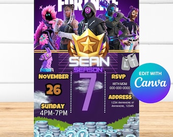 Editable Video Game Invitation, Fort Game PNG