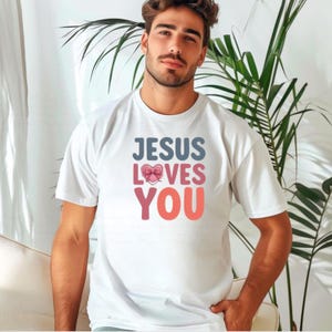 Jesus Loves You T-Shirt, Christian Shirt, Bible Verse Tshirt, Faith Streetwear, Christian Merch, Jesus Heart Tee, Religious Gift Idea -TC131