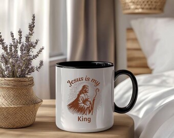 Jesus face mug, Christian coffee mug, religious ceramic mug, bible verse mug, faith based mug, inspirational Jesus mug, Christian gift idea