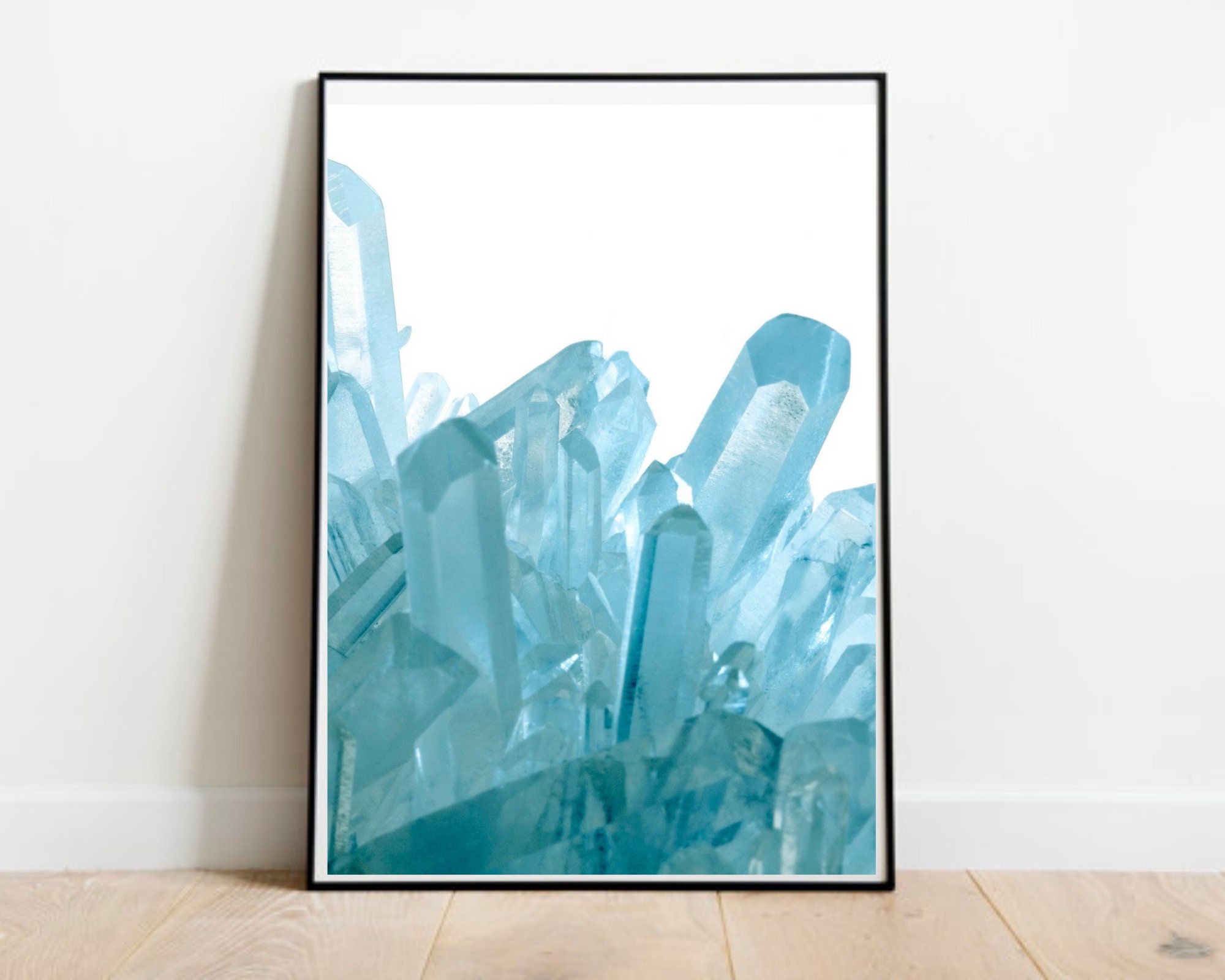 Blue Quartz Crystal Cluster Printable Poster For Home Wall Art Etsy