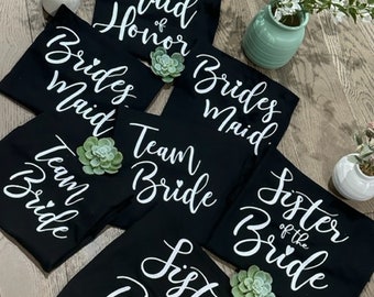 Bridal Party Shirts | Bride Shirt | Bridesmaid Shirt | Maid of Honor Shirt | Team Bride | Bachelorette Party Shirts | Wedding Shirts