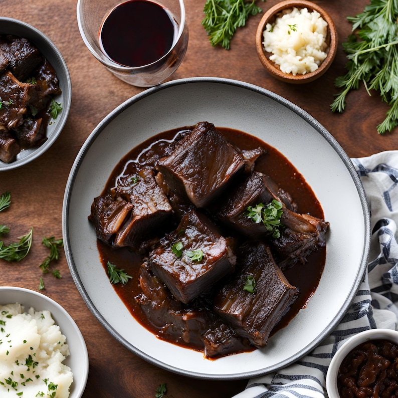 Slow Cooker - Red Wine Braised Short Ribs - Recipe Download - Etsy