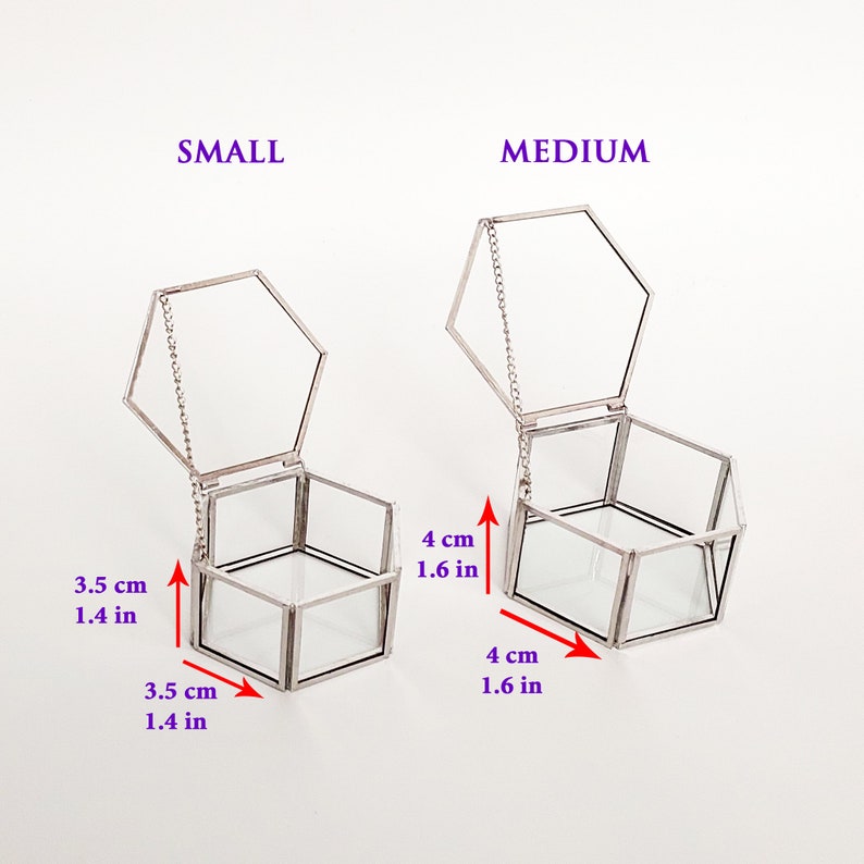 Wedding Engagement Proposal Ring Bearer Box Glass Hexagon Jewelry Rings Boxes Personalized Ring Box image 9