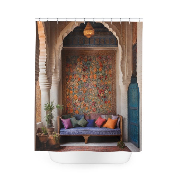 marrakesh morocco Morocco Wall Art Moroccan architecture Polyester Shower Curtain - bathroom decor- touch of Moroccan flair