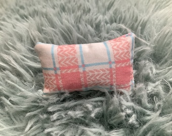 Small Light Pink and Blue Plaid Reptile Pillow