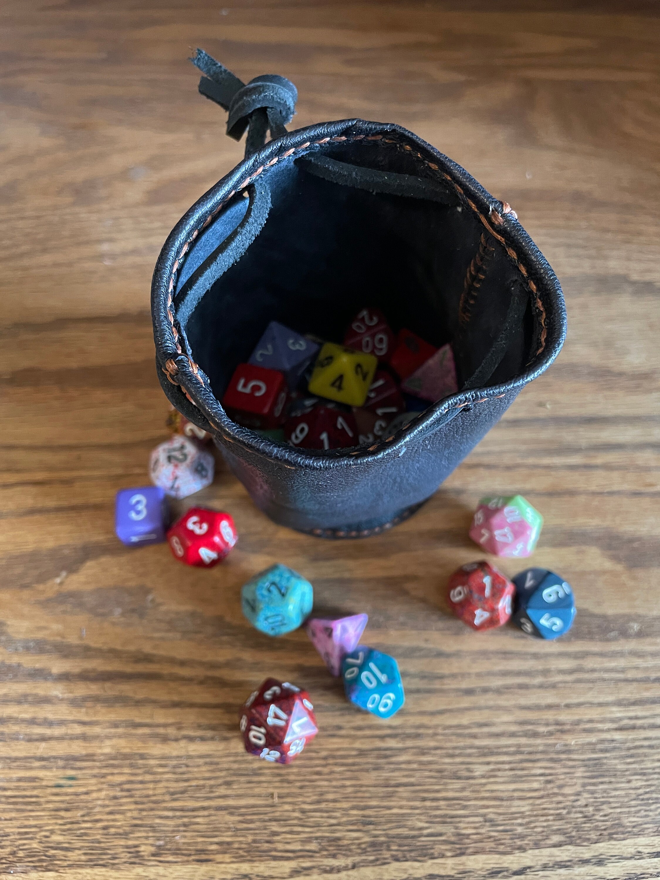Leather dice bag Coin bag Leather Pouch Black Goat Vegtan Etsy
